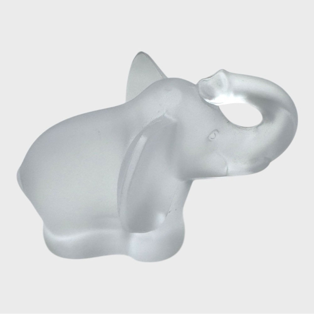 Vintage Frosted Sevres Cristal Glass Elephant Figurine - Picture 2 of 5